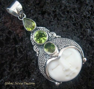 925 Silver Three Peridot Goddess Pendant GDP-845-KT