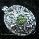925 Silver & Peridot Locket Pendant LP-170-PS