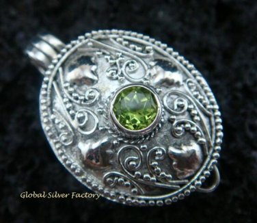 925 Silver & Peridot Locket Pendant LP-170-PS