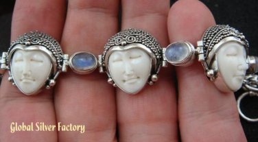 925 Silver Rainbow Moonstone Goddess Bracelet GDB-673-KT
