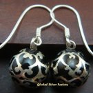 Sterling Silver Black Filigree Chime Ball Earrings CBE-131-KA