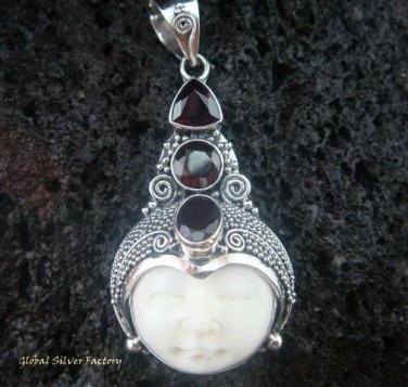 Sterling Silver Three Garnet Goddess Pendant GDP-842-KT