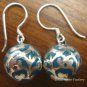 925 Silver Filigree Blue Chime Ball Earrings CBE-104-KA