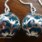 925 Silver Filigree Blue Chime Ball Earrings CBE-104-KA