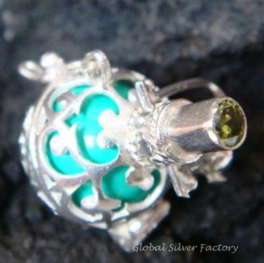 Silver Peridot Komang Design Harmony Ball Pendant HB-226c-KA