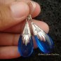 925 Silver Synthetic Blue Sapphire Teardrop Earrings SJ-142-KT