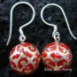 925 Silver Red Chime Ball Earrings CBE-113-KA