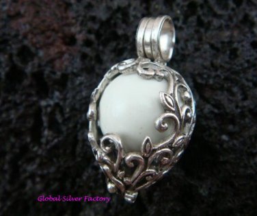 Silver Flower Vine Design Harmony Ball Pendant HB-235-KT