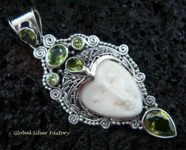 Sterling Silver & Six Peridot Goddess Pendant GDP-869-PS