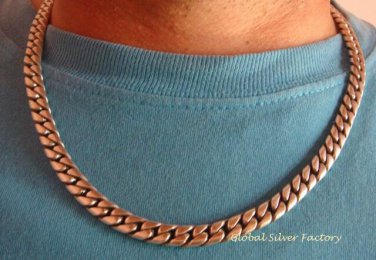Men's Sterling Silver 21.5 Inch  Curb Link Chain Bracelet MJ-124-PS