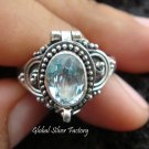 925 Silver Blue Topaz Locket Ring LR-517-KT