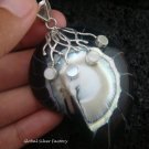 925 Silver White & Black Shell Pendant SP-404-KT