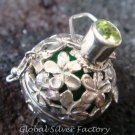 925 Silver Peridot Frangipani Harmony Ball Pendant HB-233-KT