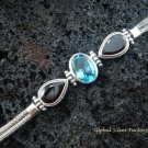 Sterling Silver Blue Topaz and Garnet Bracelet SBB-102-KT