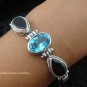 Sterling Silver Blue Topaz and Garnet Bracelet SBB-102-KT