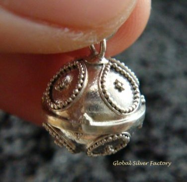 925 Silver Teardrop Pattern Chime Ball Pendant 12mm CH-185-KT
