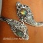Silver Labradorite Double Snake Head Bangle SBB-205-KA