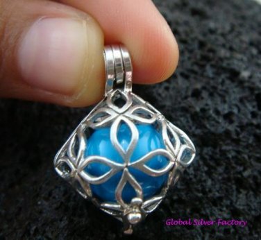 Silver Square Flower Harmony Ball Pendant HB-234-KT