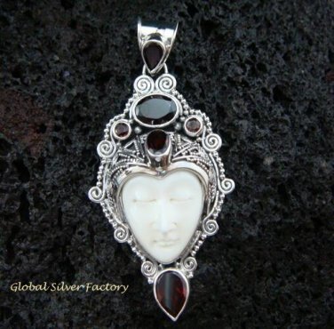 Sterling Silver & Six Garnet Goddess Pendant GDP-871-PS