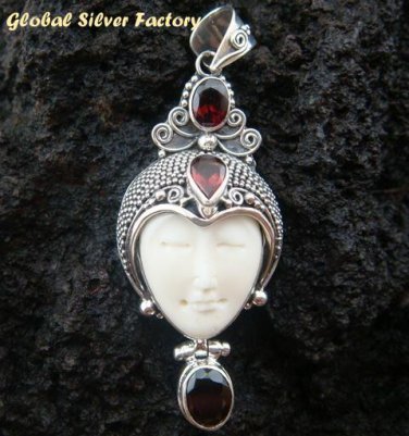 925 Silver & Garnet Gemstone Goddess Pendant GDP-612-KT