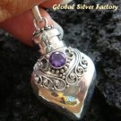 925 Silver Amethyst Essential Oil Bottle Pendant PP-310-KT