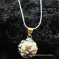 Silver Gold White Filigree Chime Ball Pendant 19mm CH-199c-NM