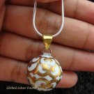 Silver Gold White Filigree Chime Ball Pendant 19mm CH-199c-NM