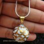 Silver Gold White Filigree Chime Ball Pendant 19mm CH-199c-NM