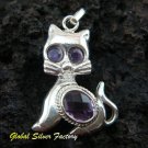 925 Silver Amethyst Cat Pendant SP-341-KT