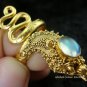 925 Silver & 22kt GP Moonstone Snake Ring GPR-119-NY