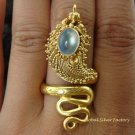 925 Silver & 22kt GP Moonstone Snake Ring GPR-119-NY