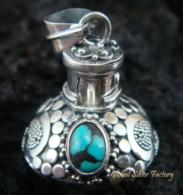 Sterling Silver Turquoise Perfume Pendant PP-237-KT