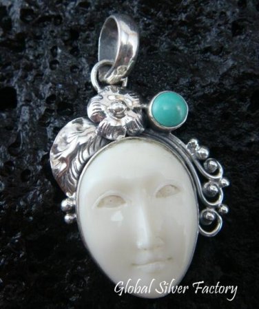 Sterling Silver Turquoise Goddess Pendant GDP-479-NY