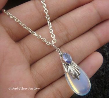 925 Silver Opalite & Amethyst Necklace SJ-213-KT