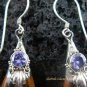 Silver Amethyst & Synthetic Amber Teardrop Earrings SJ-101-KT
