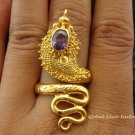 925 Silver & 22kt GP Amethyst Snake Ring GPR-117-NY