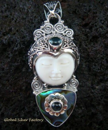 Silver Paua Shell Topaz Goddess Pendant GDP-916-PS