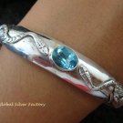 Sterling Silver & Blue Topaz Snake Bangle SBB-326-PS