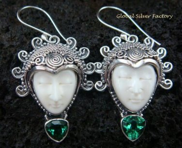 Sterling Silver & Green Quartz Goddess Earrings GDE-907-PS
