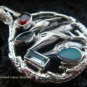 925 Silver Three Dolphins & Mixed Gems Pendant SP-413-KT