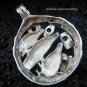 925 Silver Three Dolphins & Mixed Gems Pendant SP-413-KT