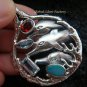 925 Silver Three Dolphins & Mixed Gems Pendant SP-413-KT