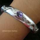 Sterling Silver & Amethyst Snake Bangle SBB-327-PS