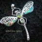 925 Silver Paua Shell & Peridot Dragonfly Brooch Pendant BC-150-KT