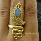 925 Silver & 22kt GP Opal Snake Ring GPR-118-NY