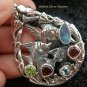 925 Silver Three Fish & Mixed Gems Pendant SP-419-KT