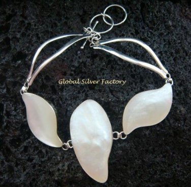 Sterling Silver White Shell Bracelet SBB-322-KT