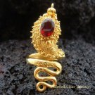 925 Silver & 22kt GP Garnet Snake Ring GPR-116-NY