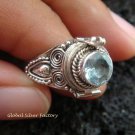Silver & Topaz Poison Locket Ring LR-533-KT