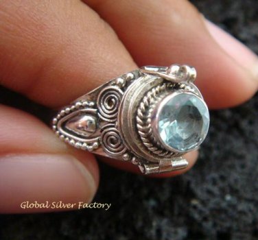 Silver & Topaz Poison Locket Ring LR-533-KT
